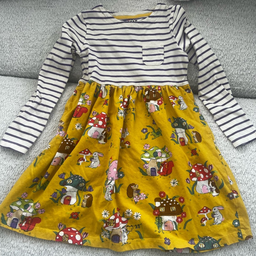 Mini Boden Purple and White Striped/Mixed Media Dress